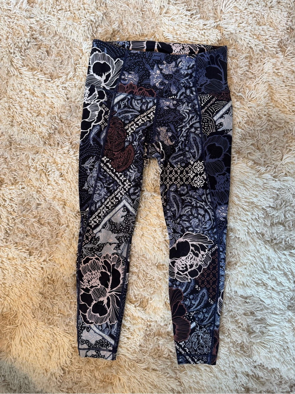 Athleta Navy Multi Floral Patchwork Leggings XSP